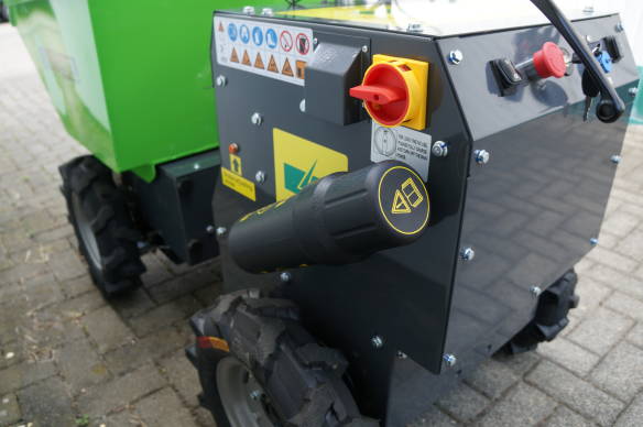 Delta-Competent 4x4 Allrad elektronischer Minidumper mit hydr. Kippfunktion Schubkarre Knickgelenkt 300kg