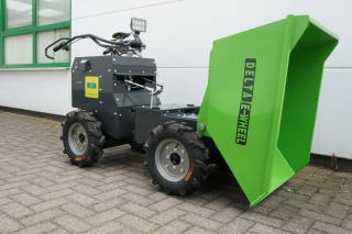 Delta-Competent 4x4 Allrad elektronischer Minidumper mit hydr. Kippfunktion Schubkarre Knickgelenkt 300kg 